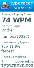 Scorecard for user lambda13337