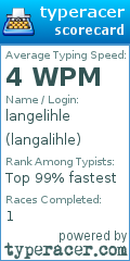 Scorecard for user langalihle