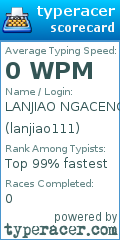 Scorecard for user lanjiao111