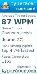Scorecard for user learner27