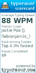 Scorecard for user lebronjam3s_