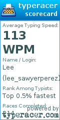 Scorecard for user lee_sawyerperez