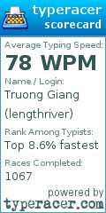 Scorecard for user lengthriver