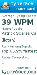 Scorecard for user liotah
