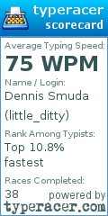 Scorecard for user little_ditty