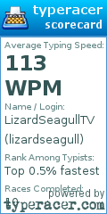 Scorecard for user lizardseagull