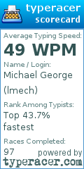 Scorecard for user lmech