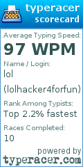 Scorecard for user lolhacker4forfun