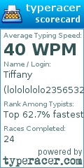 Scorecard for user lololololo2356532