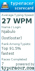 Scorecard for user lostlooter