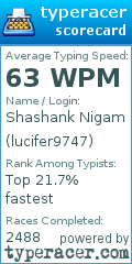 Scorecard for user lucifer9747