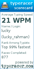 Scorecard for user lucky_rahman