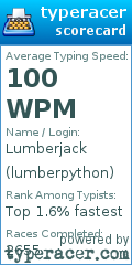Scorecard for user lumberpython