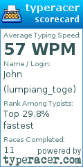 Scorecard for user lumpiang_toge