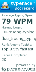 Scorecard for user luu_truong_typing