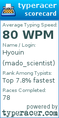 Scorecard for user mado_scientist