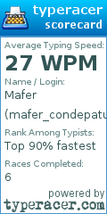 Scorecard for user mafer_condepatula