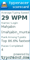 Scorecard for user mahjabin_muntaki