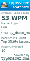 Scorecard for user malfoy_draco_malfoy
