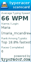 Scorecard for user maria_mcandrew_will_win