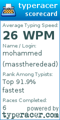 Scorecard for user masstheredead
