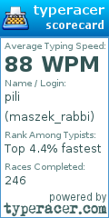 Scorecard for user maszek_rabbi