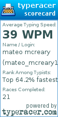Scorecard for user mateo_mcreary10