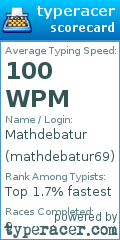 Scorecard for user mathdebatur69