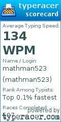 Scorecard for user mathman523