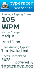Scorecard for user mati2ooo