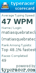 Scorecard for user matiasquebrateclado