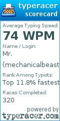Scorecard for user mechanicalbeast