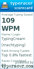Scorecard for user mechtyping