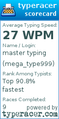 Scorecard for user mega_type999