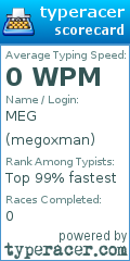 Scorecard for user megoxman