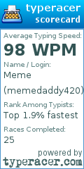Scorecard for user memedaddy420