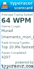 Scorecard for user memento_mori_s