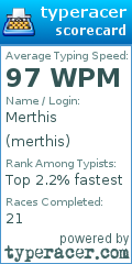 Scorecard for user merthis