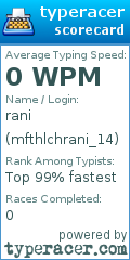 Scorecard for user mfthlchrani_14