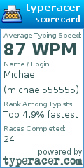Scorecard for user michael555555