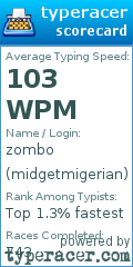 Scorecard for user midgetmigerian