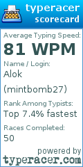 Scorecard for user mintbomb27