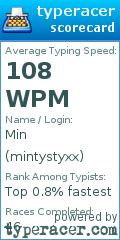Scorecard for user mintystyxx