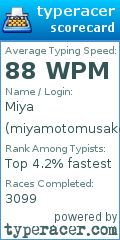 Scorecard for user miyamotomusakey