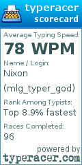 Scorecard for user mlg_typer_god