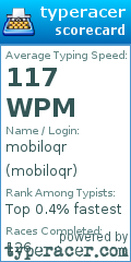 Scorecard for user mobiloqr