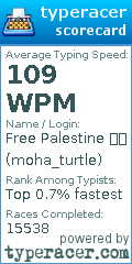 Scorecard for user moha_turtle