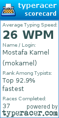 Scorecard for user mokamel