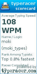Scorecard for user moki_types
