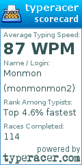 Scorecard for user monmonmon2